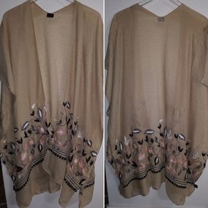 NWOT Tan Floral Kimono - One size fits all